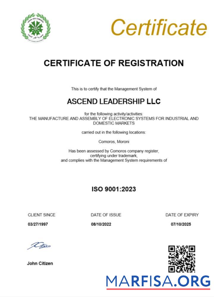 Downloadable Comoros certificate of registration Word and PDF template scr